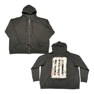 Paramore Hoodie Womens Plus Size 3X Gray Full Zip Sweatshirt Bars Roses Pockets‎